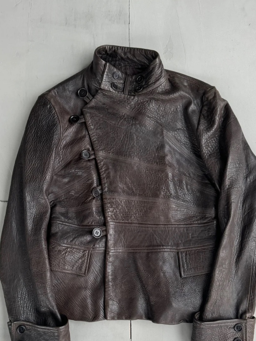 Womens vintage Farhi Dark Brown Leather Button-Front Jacket